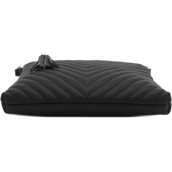 Quilted Medium Crossbody Bag with Tassel Accent - Picture 4 of 8